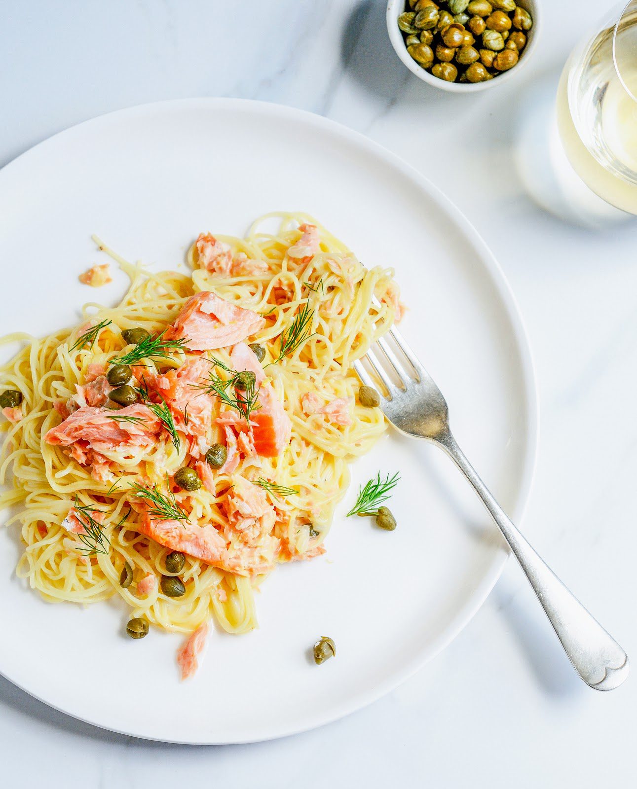 Smoked Salmon Capellini With Lemon Dill And Capers