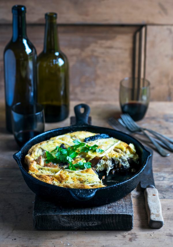 mushroom, chicken & camembert frittata with caramelised onions – Stuck ...