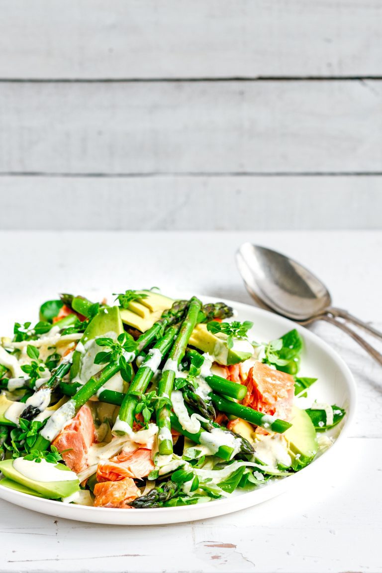 salmon, asparagus & fennel salad with lemon mayo Stuck in the kitchen